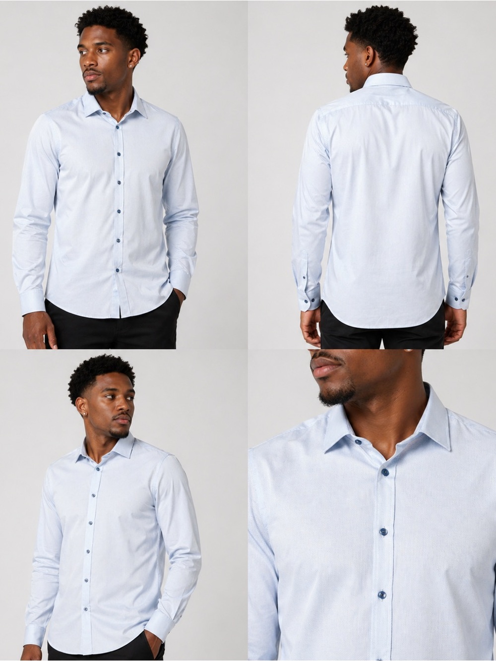 Mel Gambert Light Blue Textured Dress Shirt Button Up Mens M
